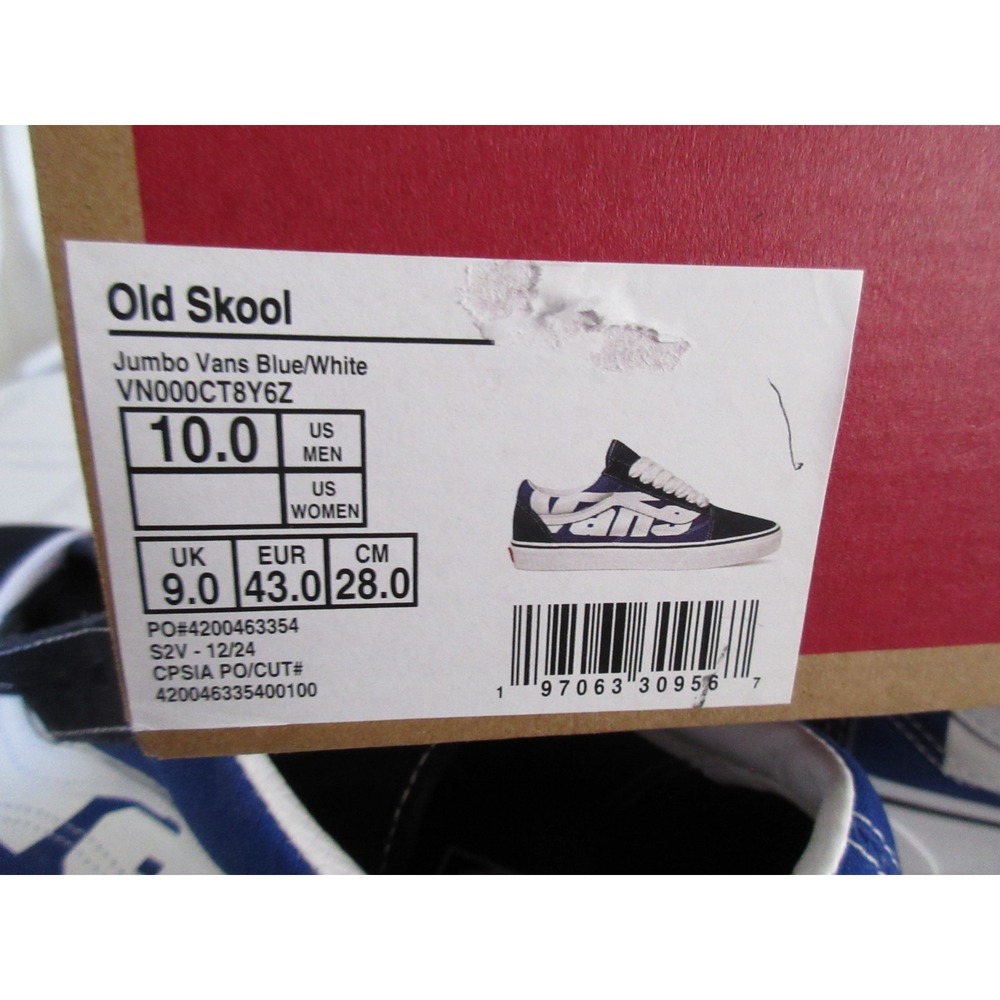VANS Old Skool Shoes (Jumbo Vans Blue/white) Mens 10 - Picture 8 of 8